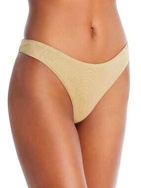 48$ Aqua Swim Metallic Basic Full Bikini Swim Bottom Women's Size S US Gold